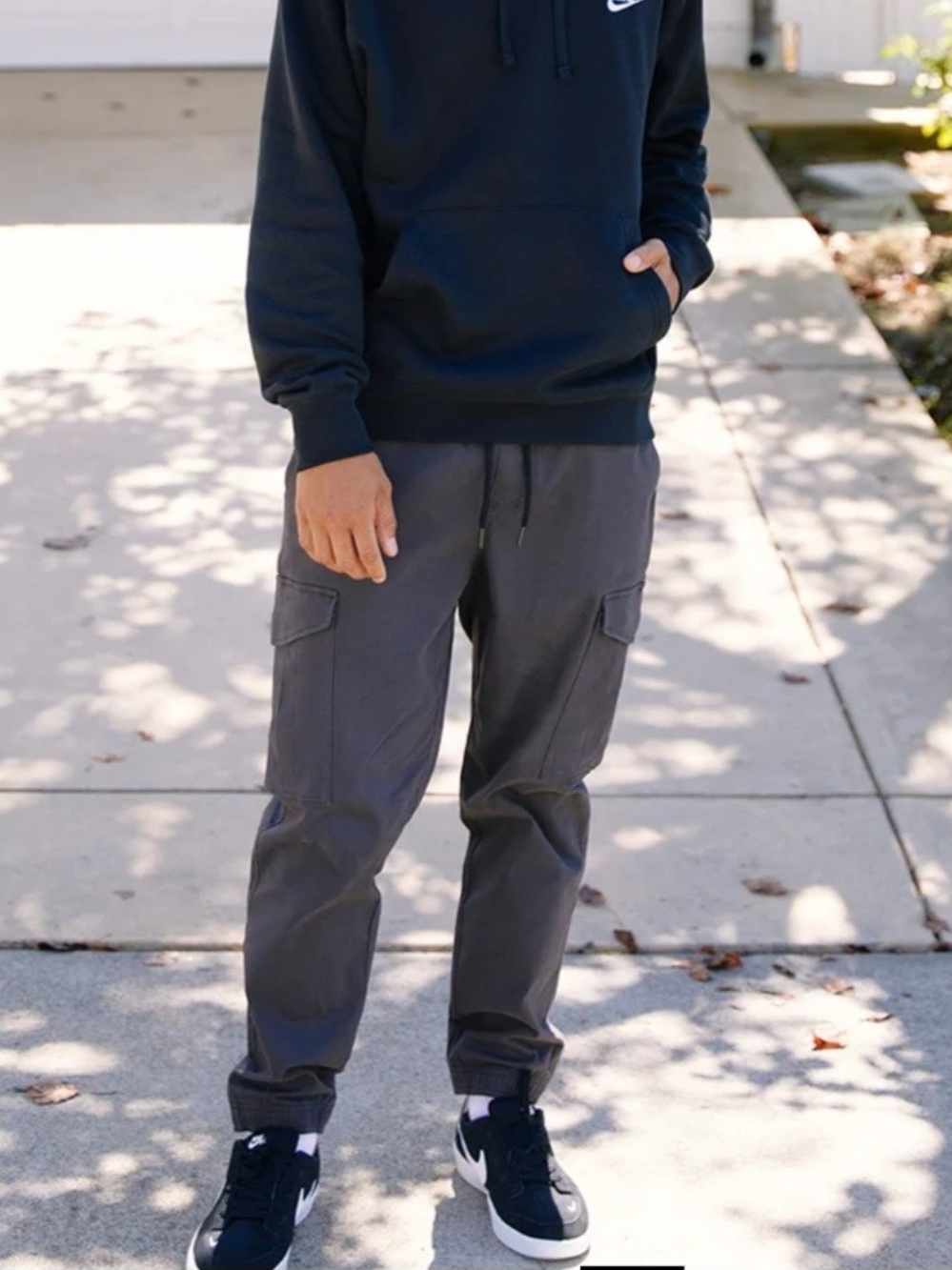 RSQ Men's Cargo Jogger Pants in Charcoal Gray
